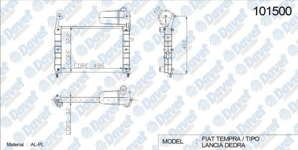 KALE 0108112AL Radyator Motor Tempra-Tipo 1.6 S-Sx-Sxa Bidonlu (2 Sira Al+Pl)(496x322x32)Motor Radyator Tempra-Tipo 1.6 S-Sx-Sxa Bidonlu (2 Sira Al+Pl)(496x322x32)